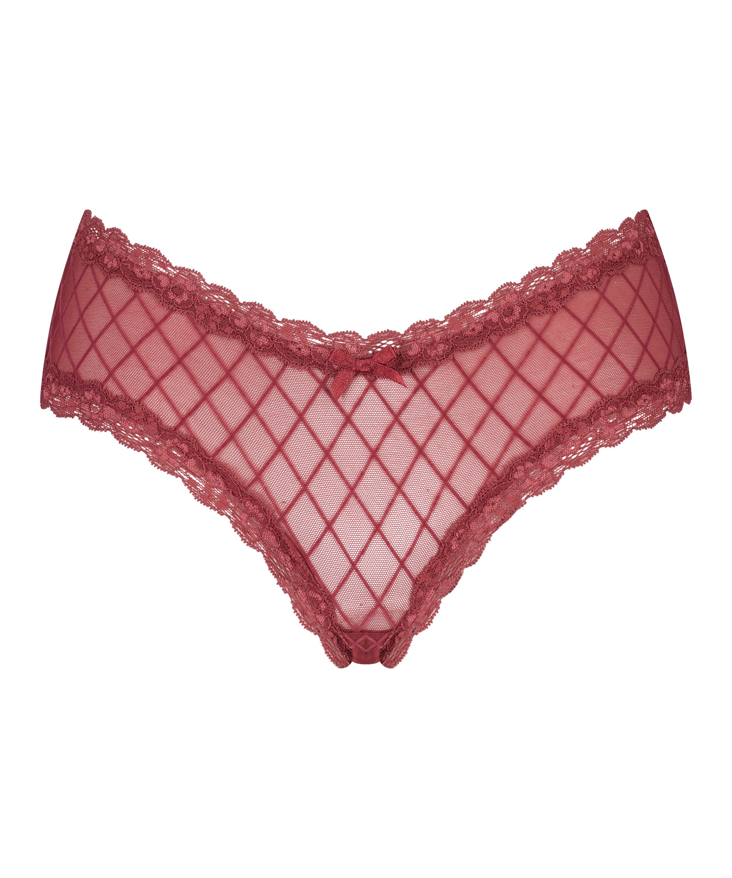 V-shaped Brazilian knickers mesh, Red, main