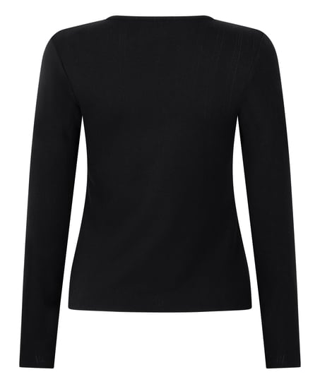 Henley Pyjama Top, Black