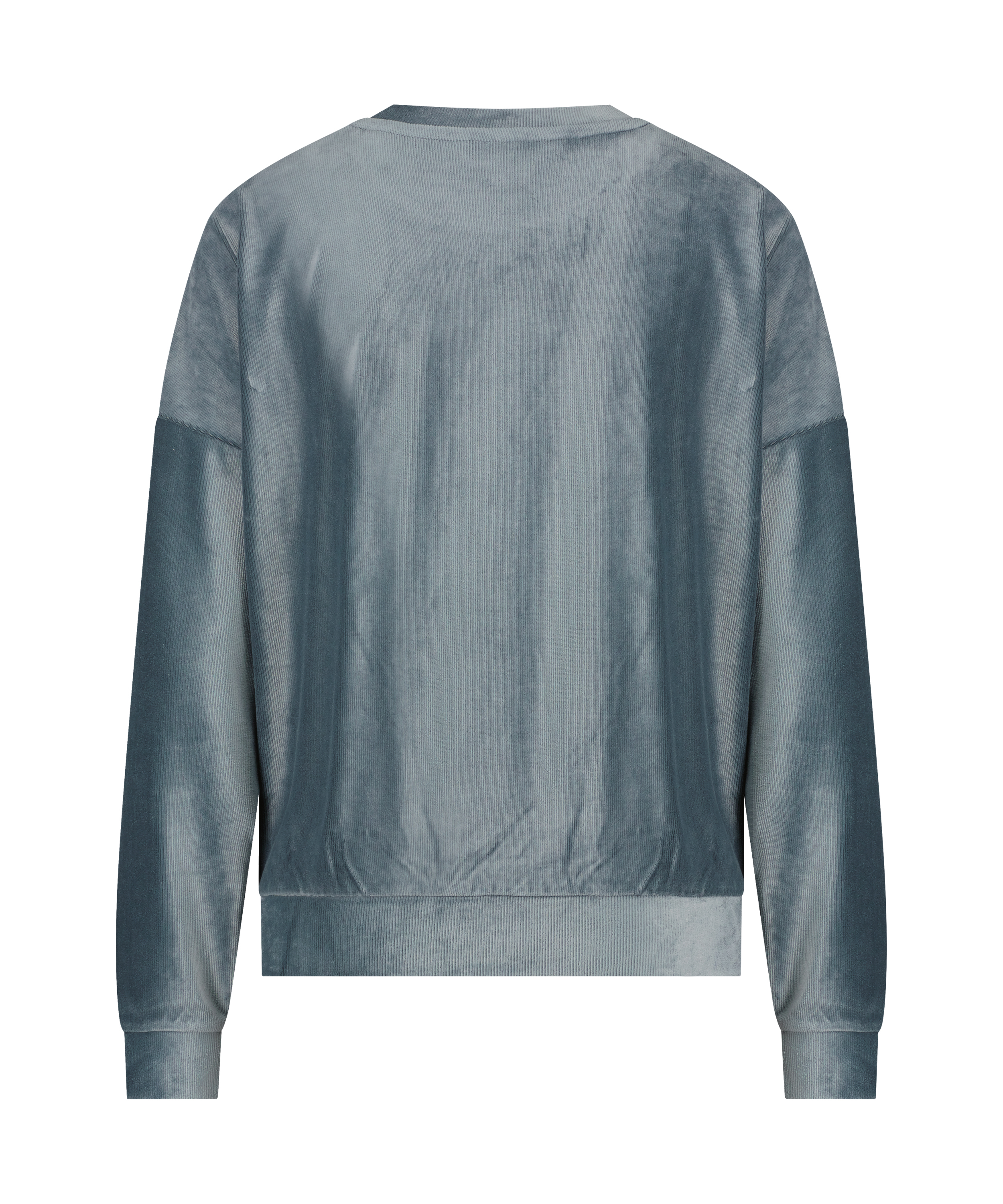 Velour rib top with long sleeves, Blue, main