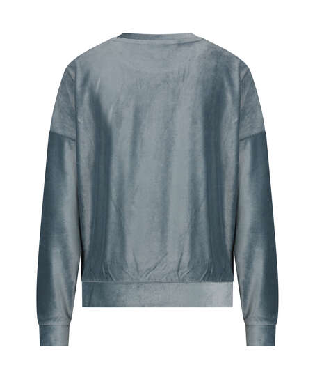 Velour rib top with long sleeves, Gray