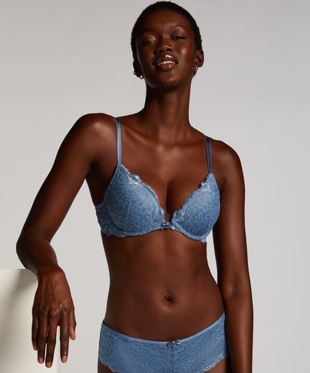 Marine Padded Push-Up Underwired Bra, Blue