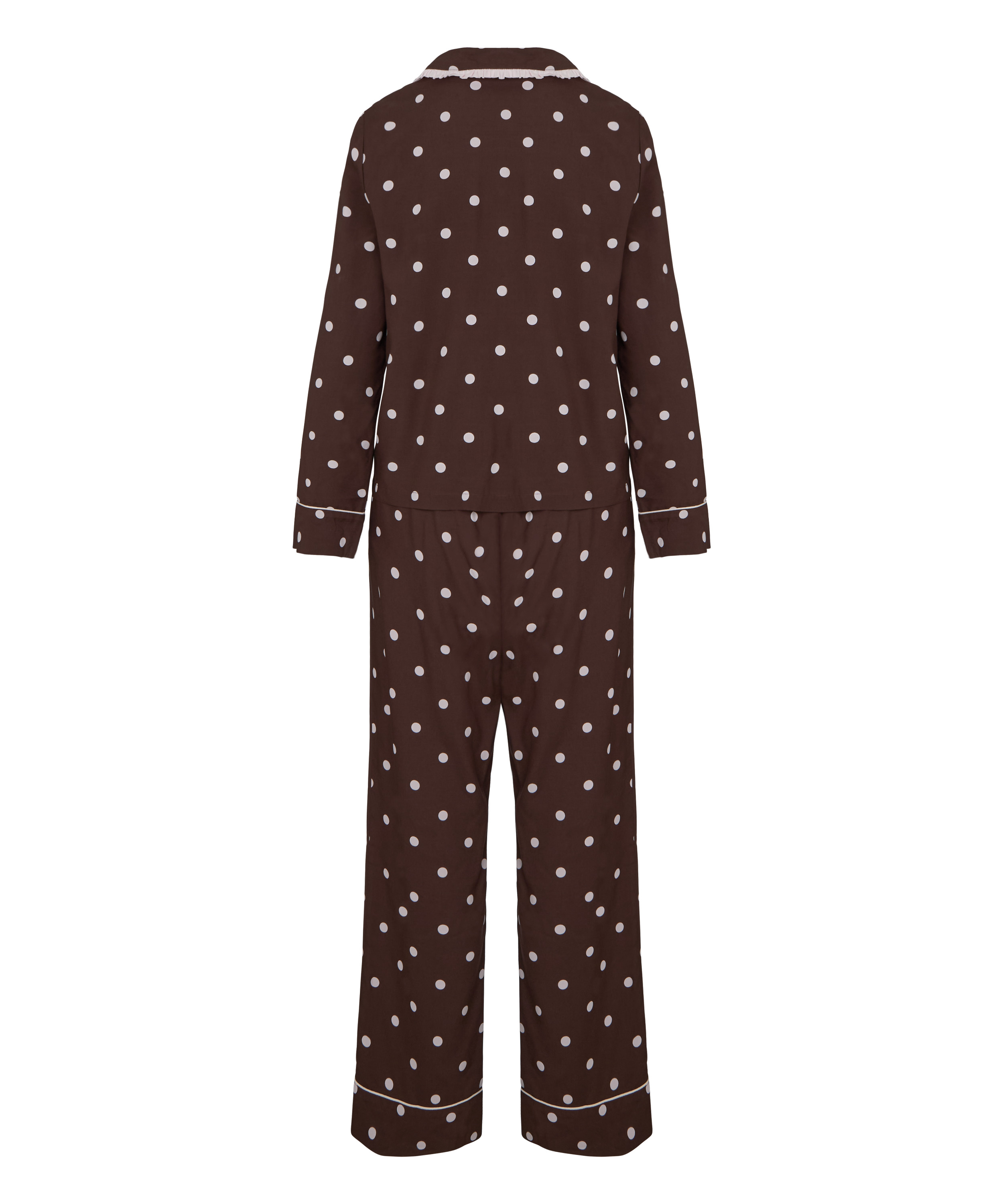 Pyjama Set Poplin Ruffle, Brown, main