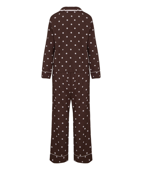 Pyjama Set Poplin Ruffle, Brown