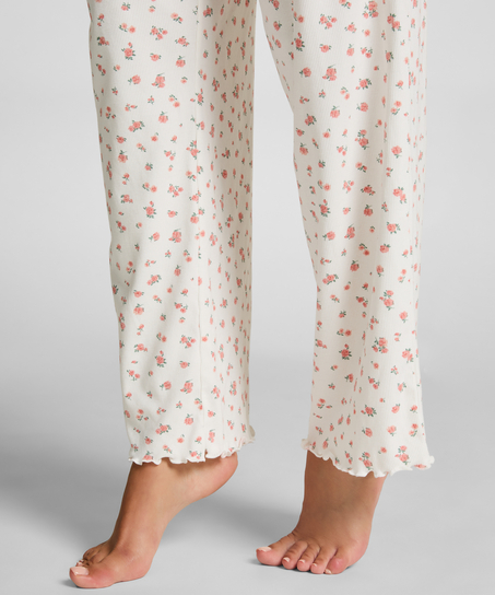 Ribbed Pyjama Pants, White