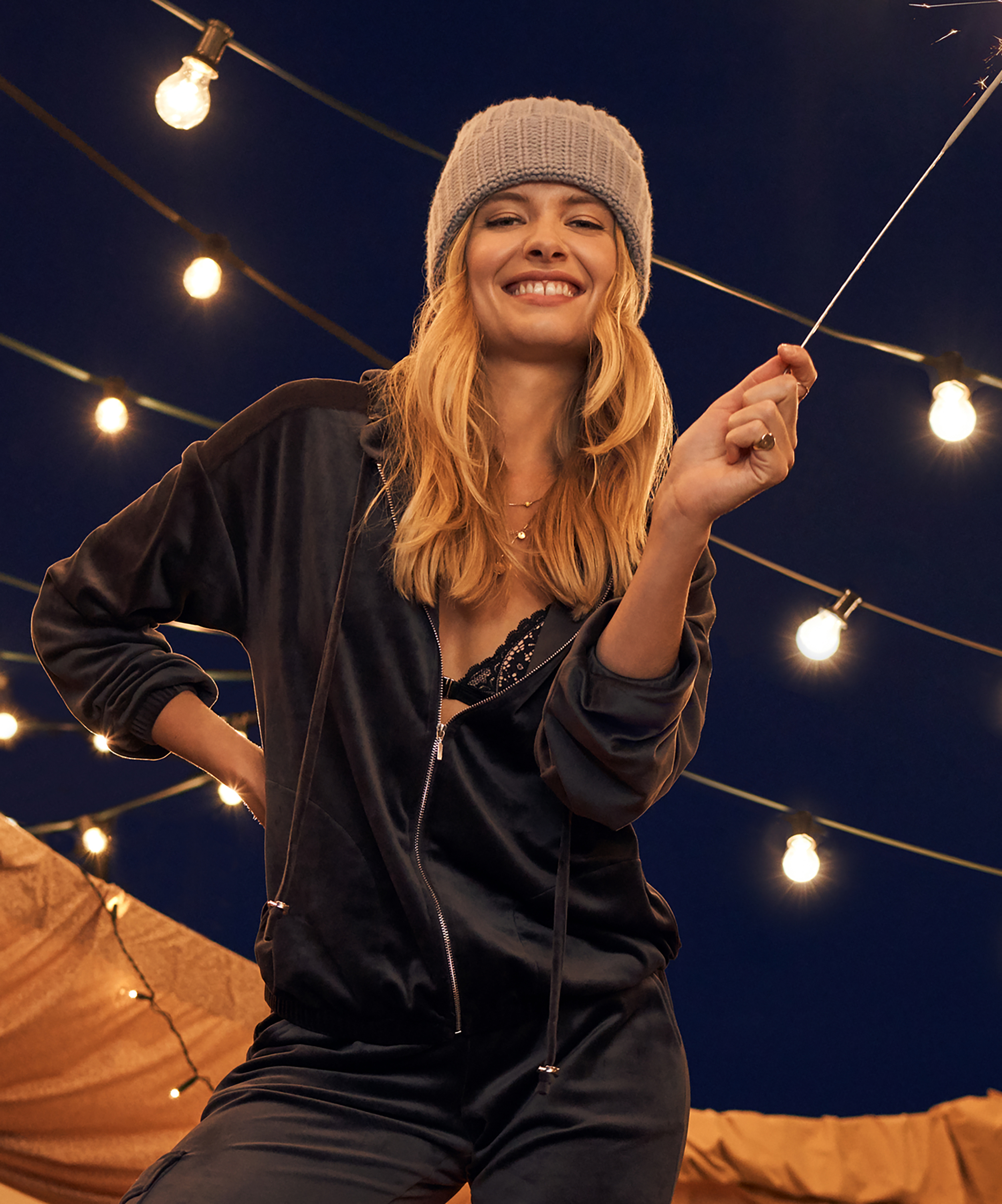 Velvet hoodie jacket, Gray, main