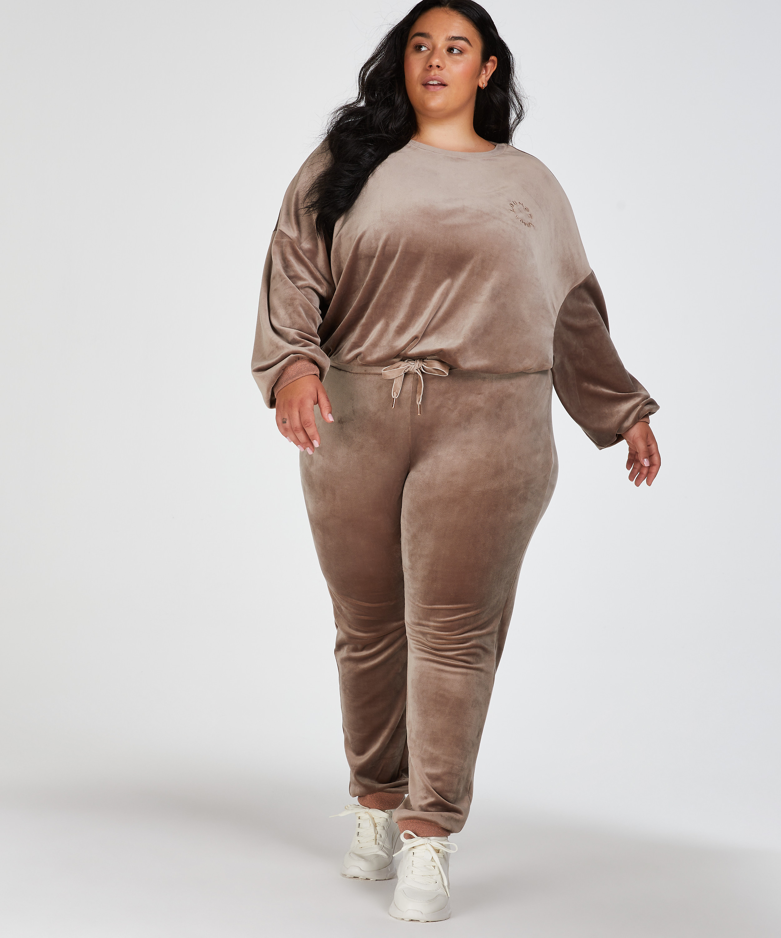 Lurex velours top, Brown, main