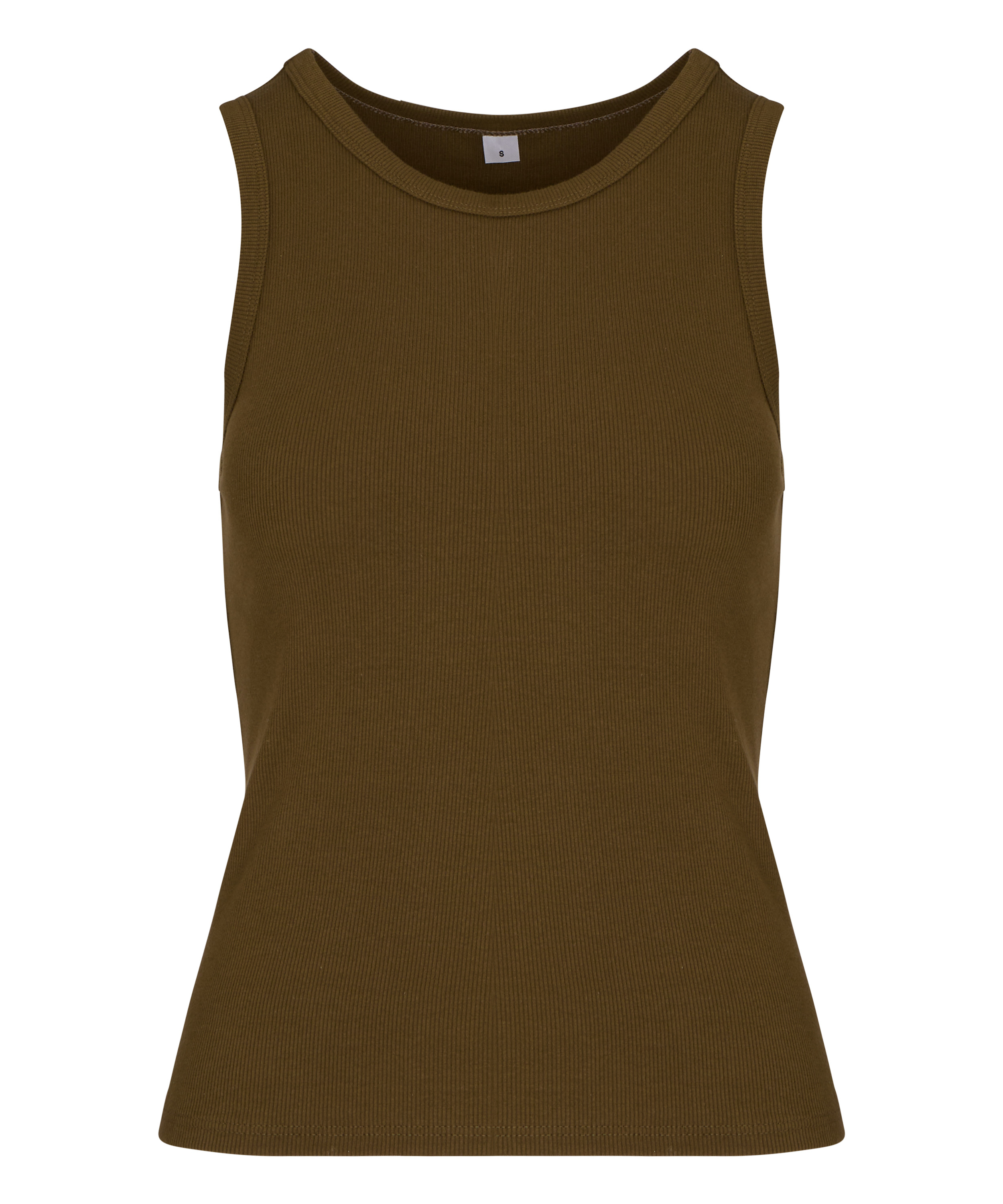 Singlet tanktop cotton rib, Green, main