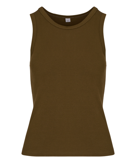 Singlet tanktop cotton rib, Green