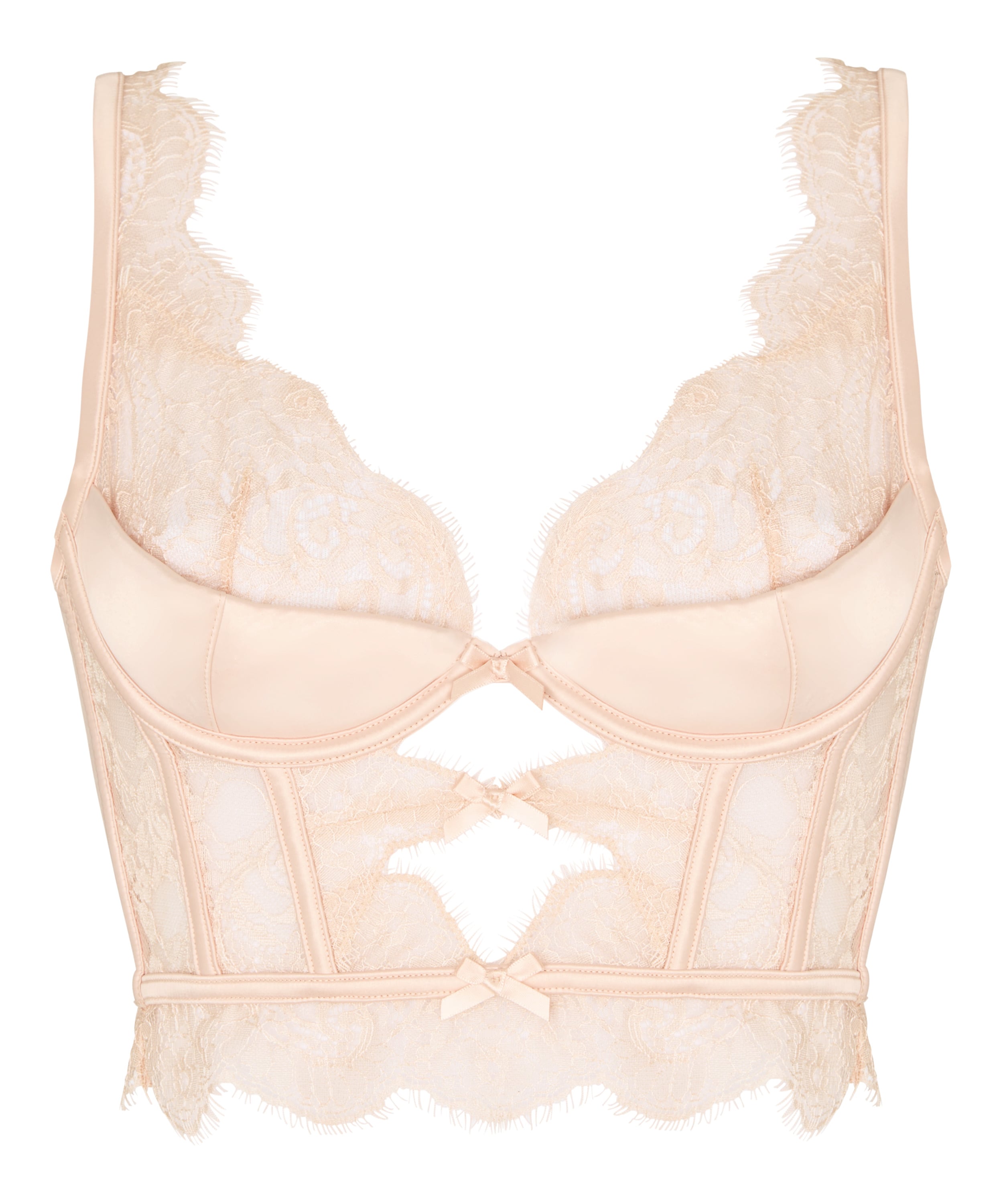 Non-Padded Underwired Longline Bra Sylvia, Beige, main