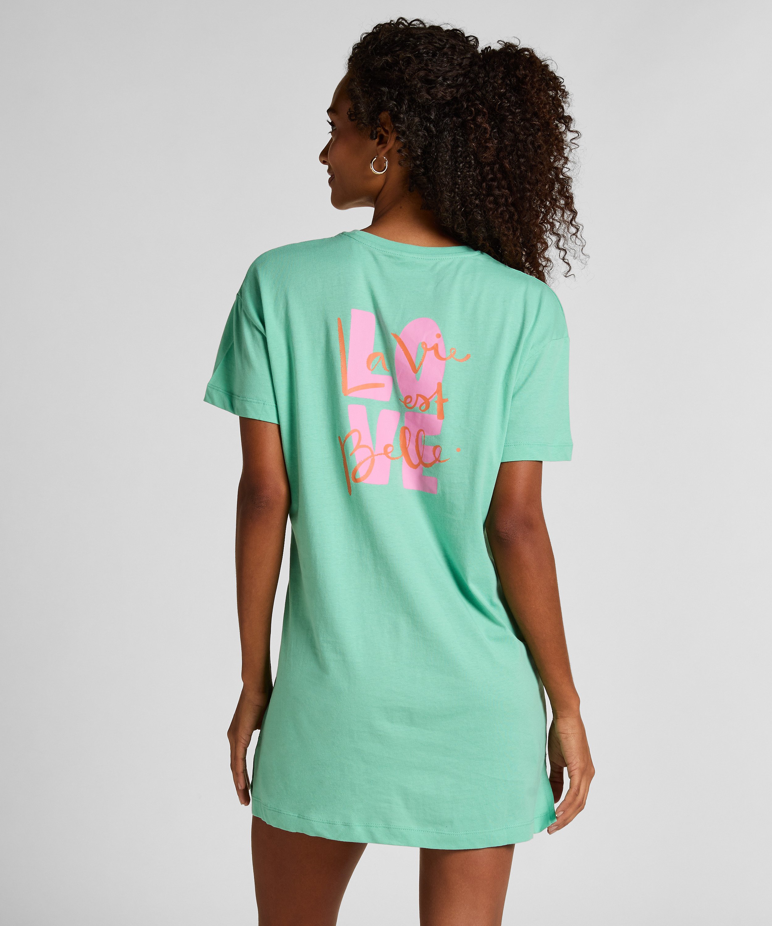 Round Neck Nightshirt, Green, main