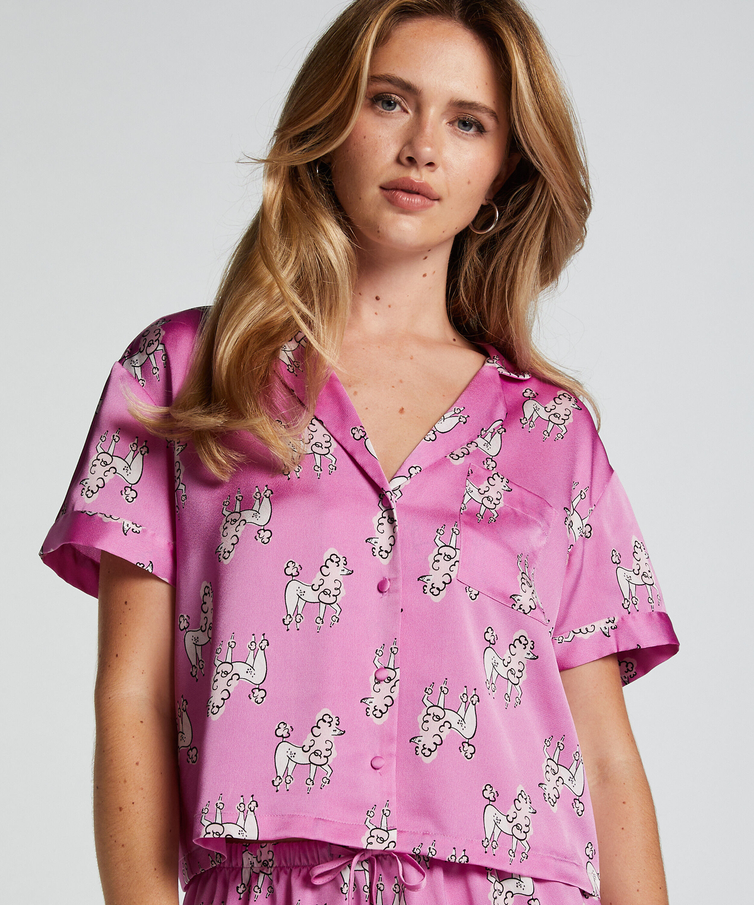 Satin Short-Sleeved Jacket, Purple