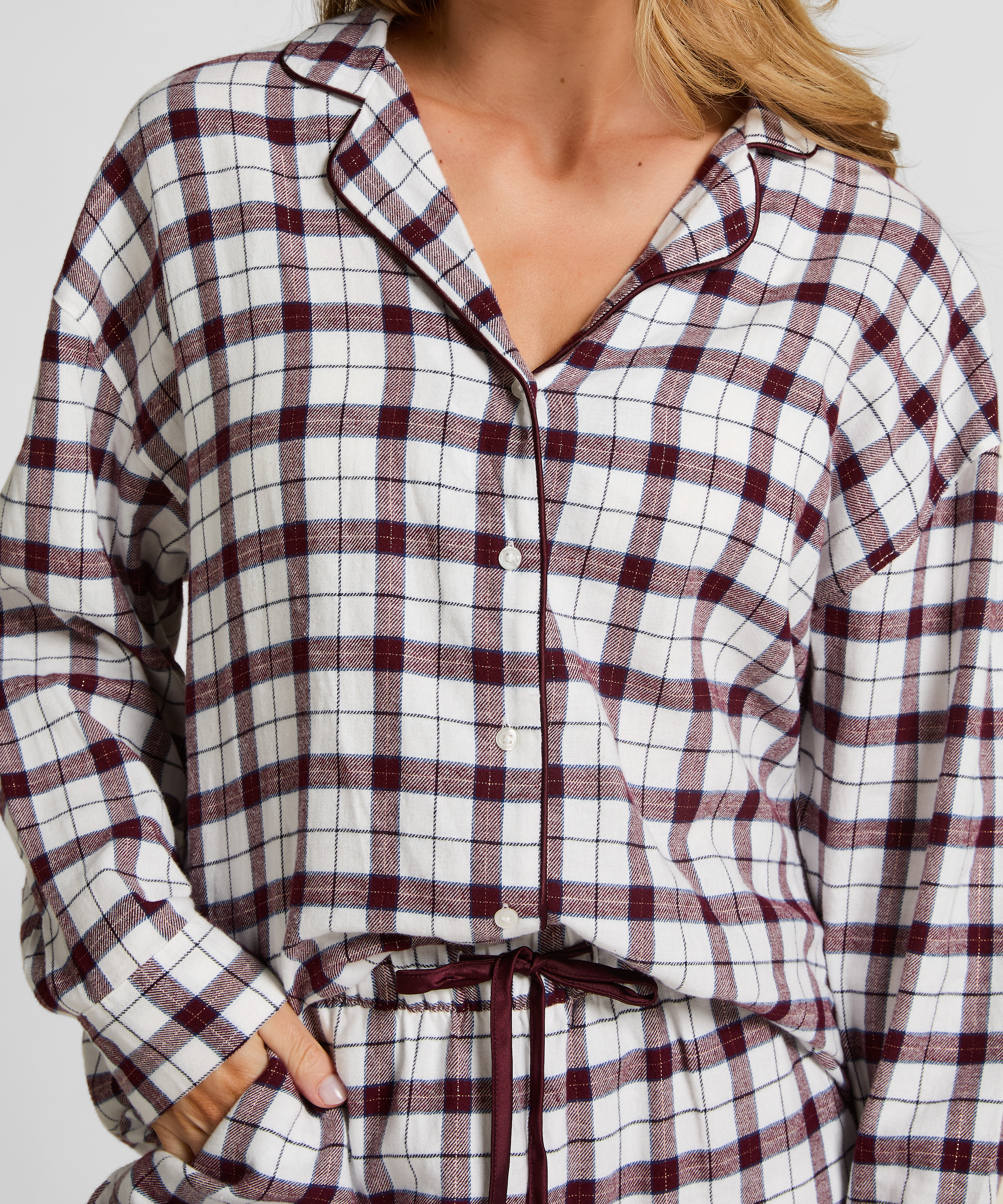 Flannel Pyjama Top, White, main
