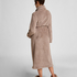 Long Fleece Bathrobe, Beige