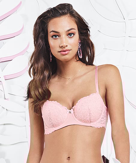 Rose Padded Underwired Bra, Pink