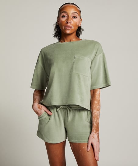 Velvet Pocket shorts, Green