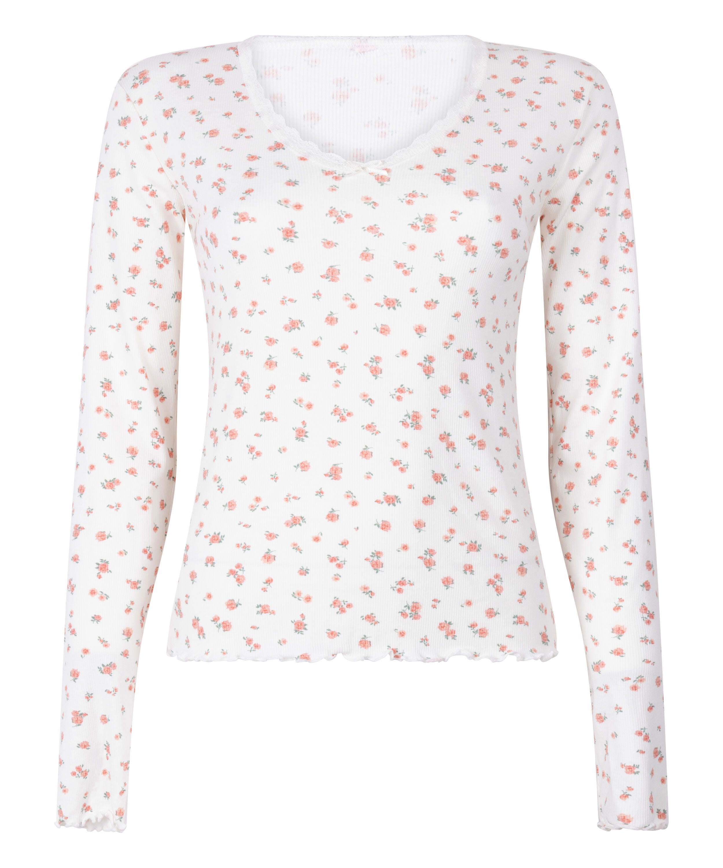 Ribbed Pyjama Top, White