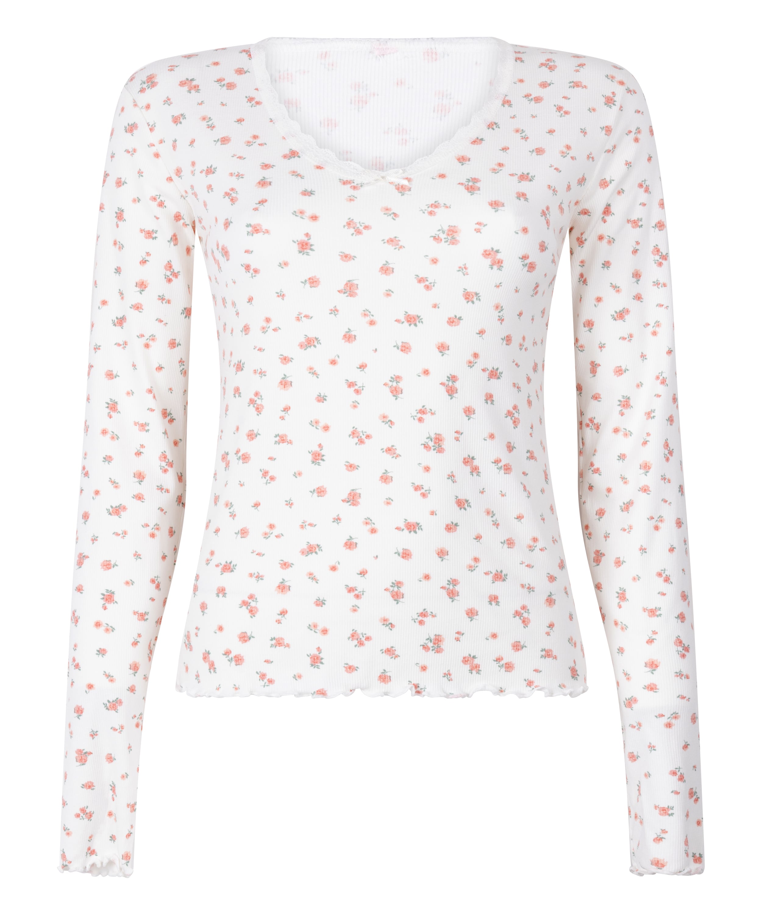 Ribbed Pyjama Top, White, main
