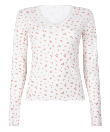 Ribbed Pyjama Top, White