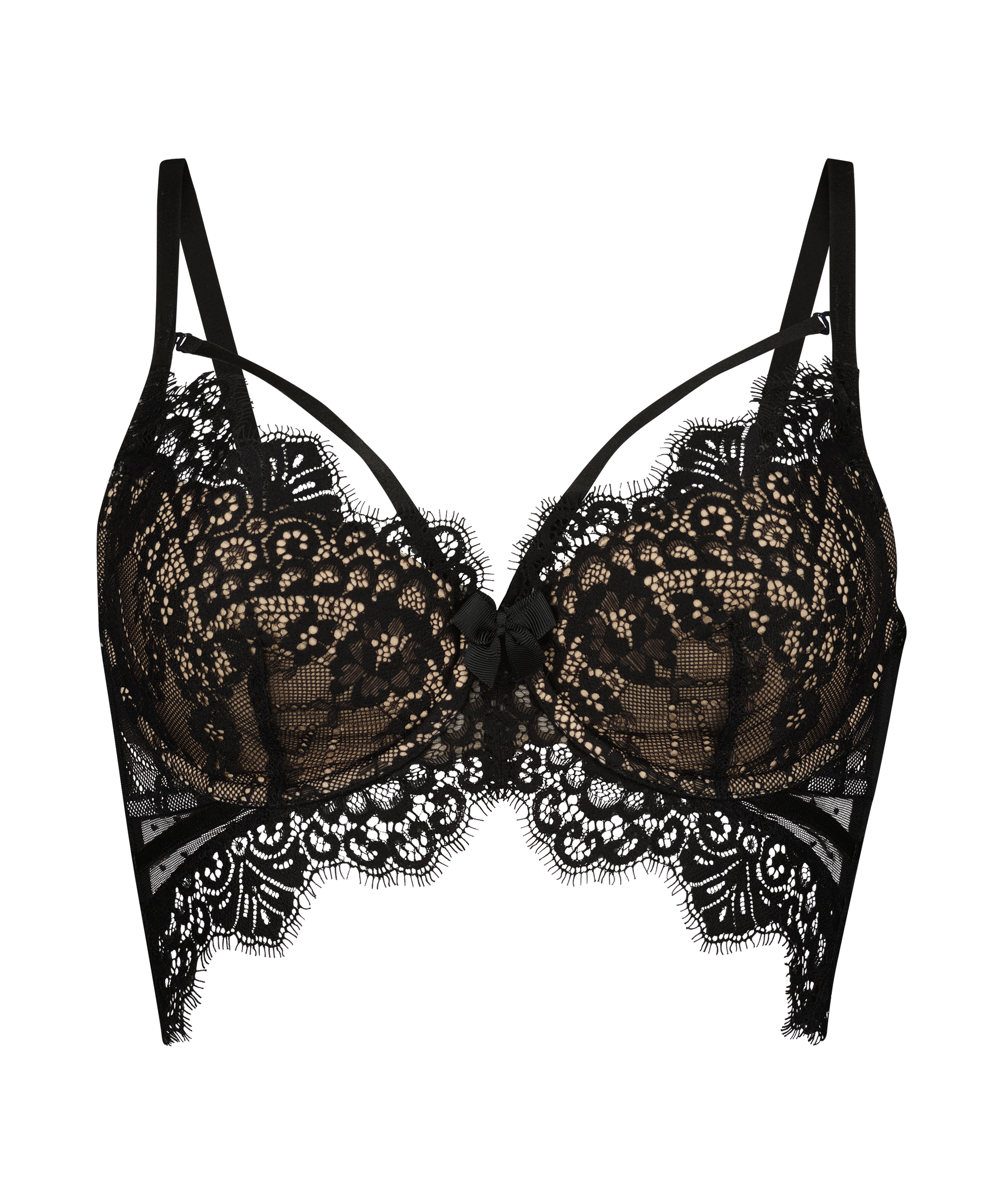 Marilee Padded Underwired Longline Bra, Black, main