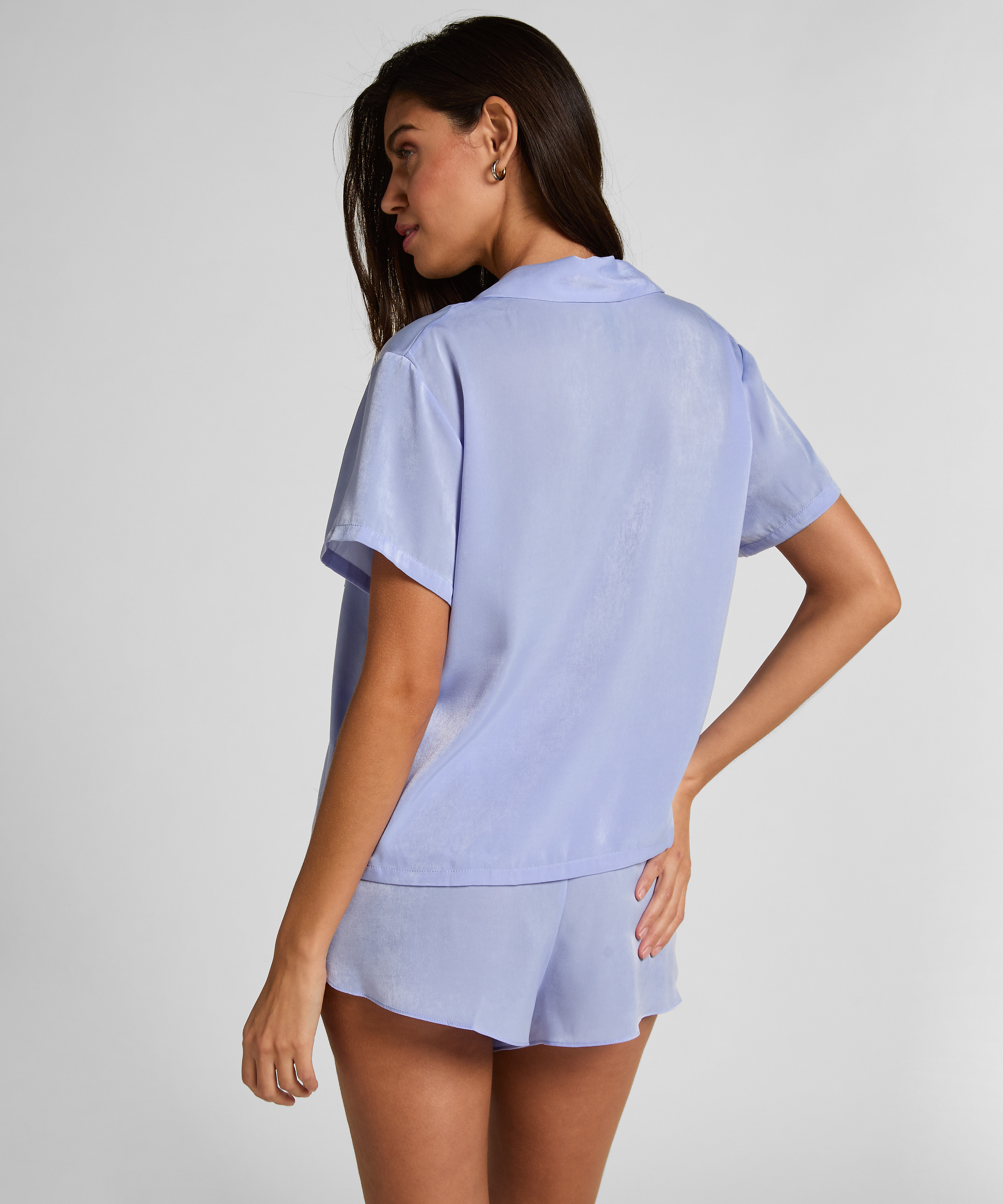 Satin Short-Sleeved Jacket, Purple, main