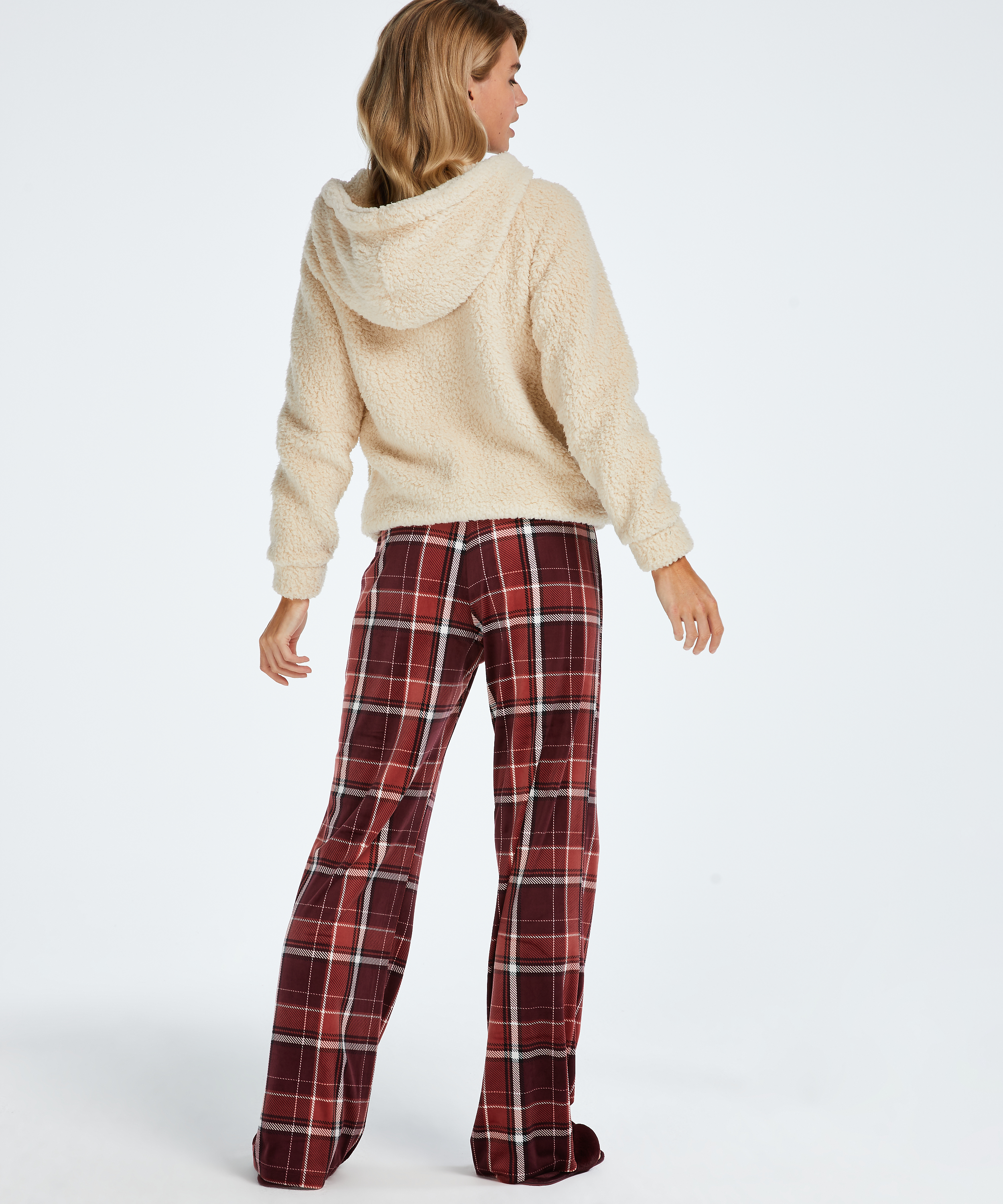 Tall Velours Pyjama Bottoms, Red, main