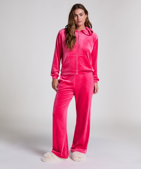 Velour hoodie jacket, Pink