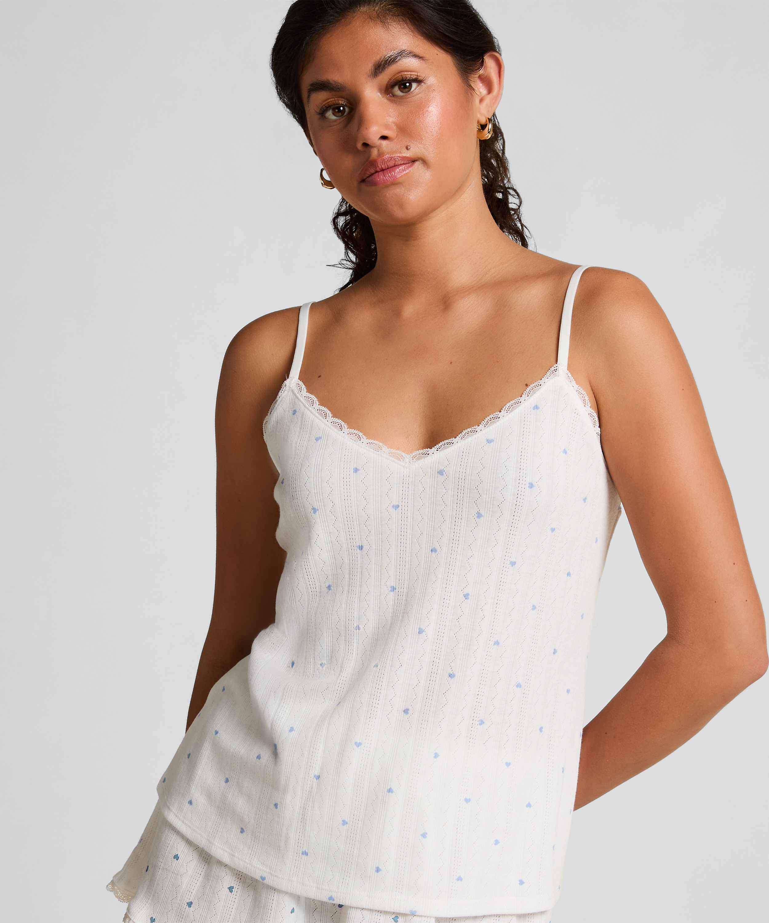 Cami lace top, Blue, main