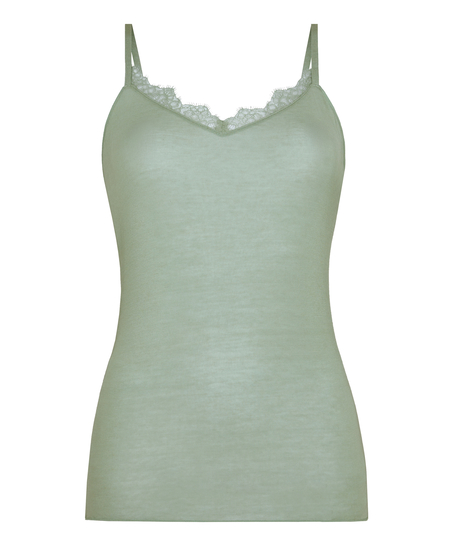 super soft Lace V-Neck cami with Cashmere, Green