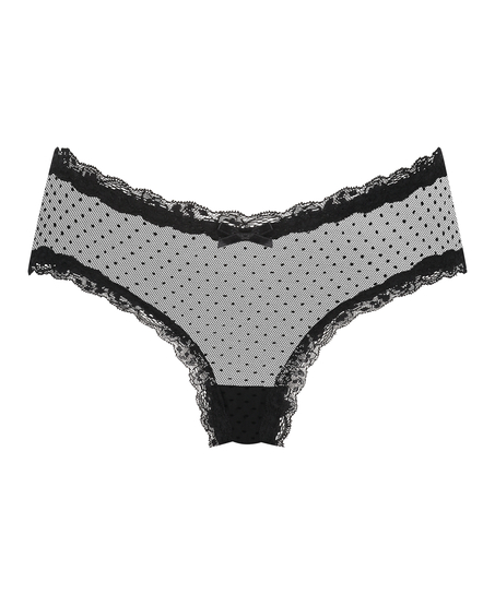 V-shaped Brazilian knickers mesh, Black