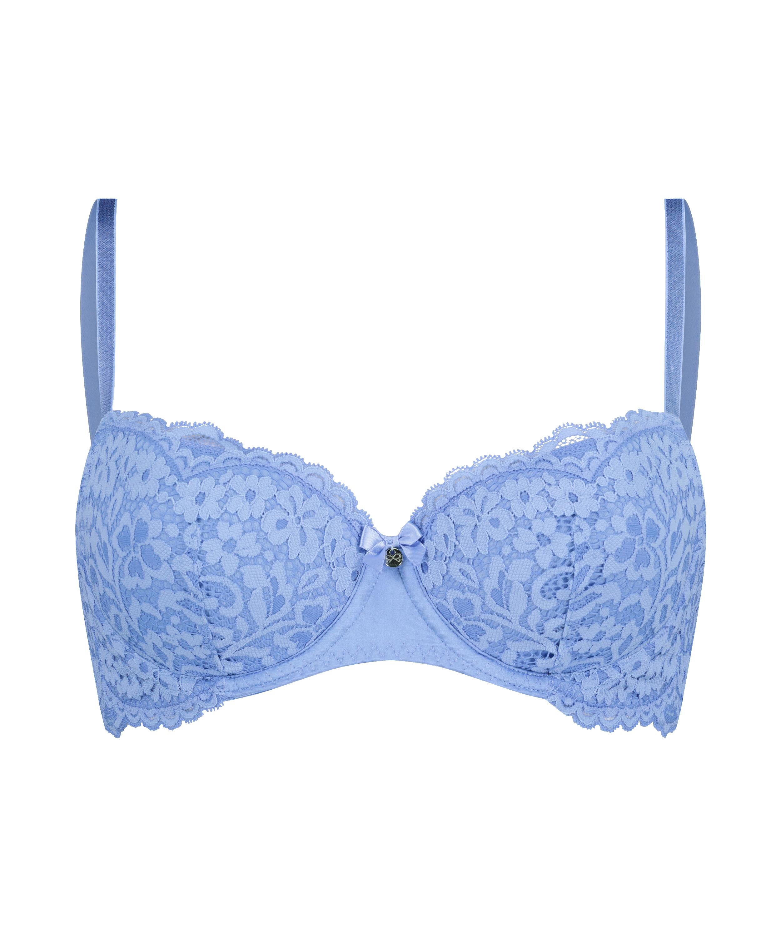 Rose Padded Underwired Bra, Blue, main
