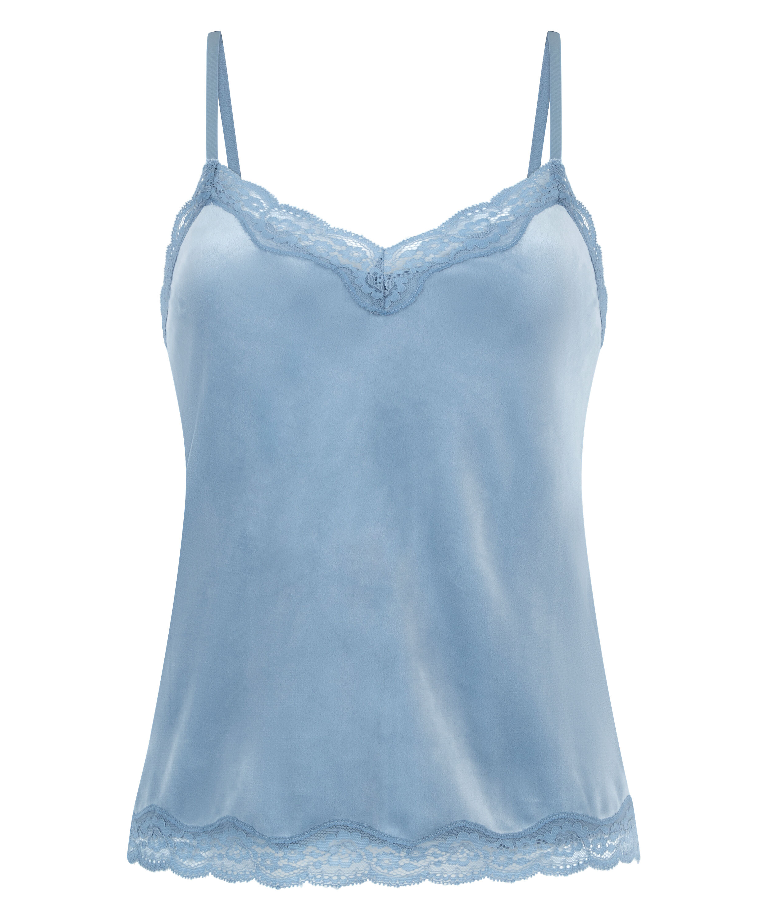 Velours Lace Cami Top, Blue