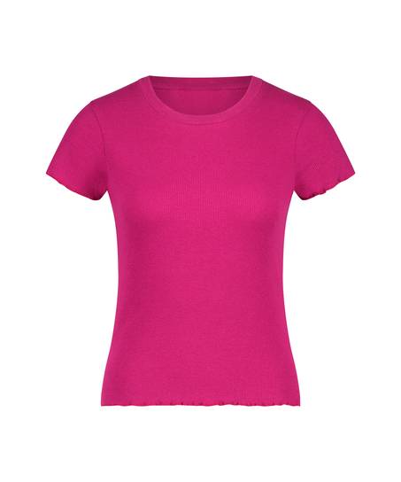 Rib shirt with short sleeves, Pink