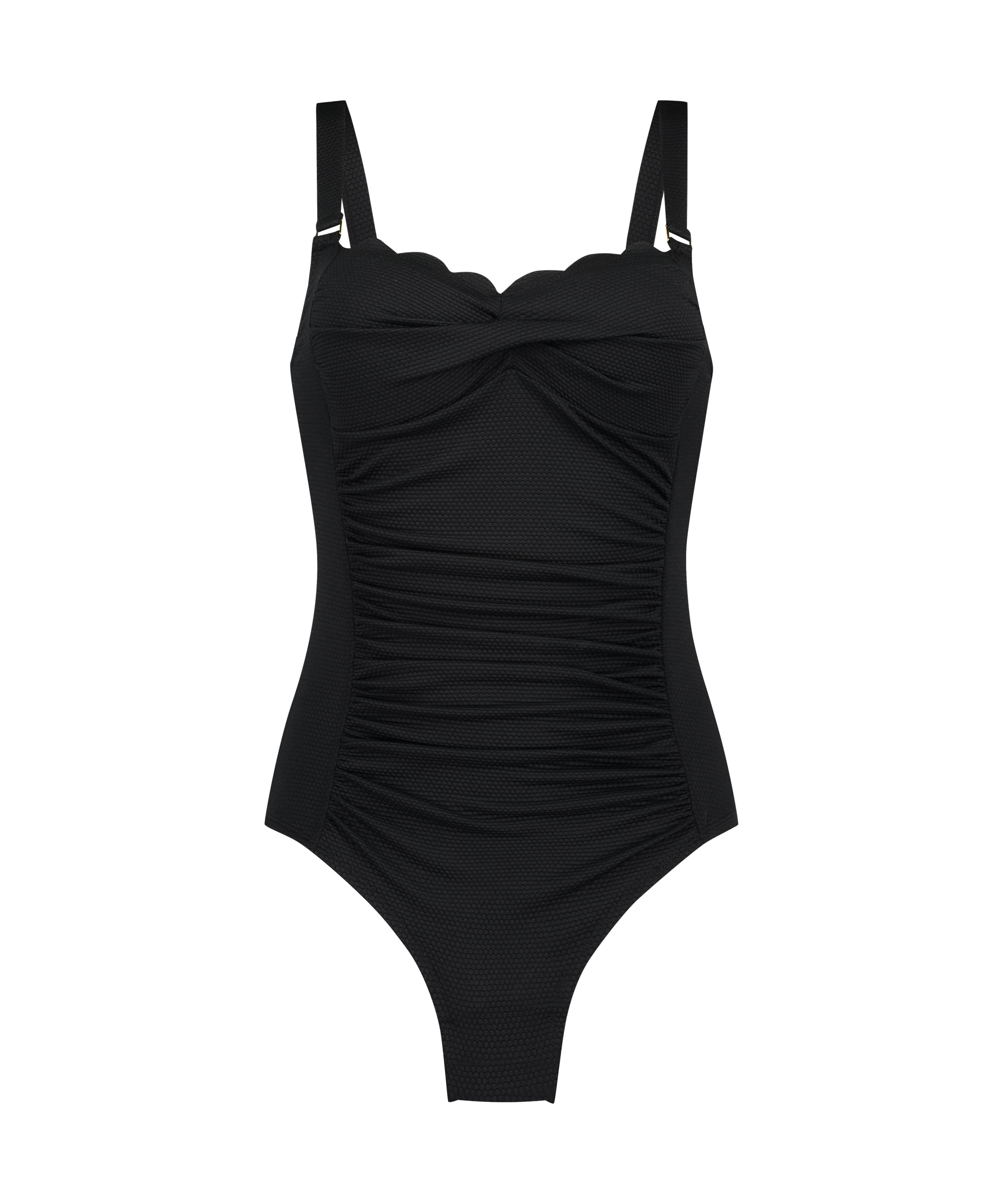 Scallop swimsuit, Black, main
