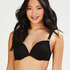 Crochet padded push-up underwired bikini top Cup A - E, Black
