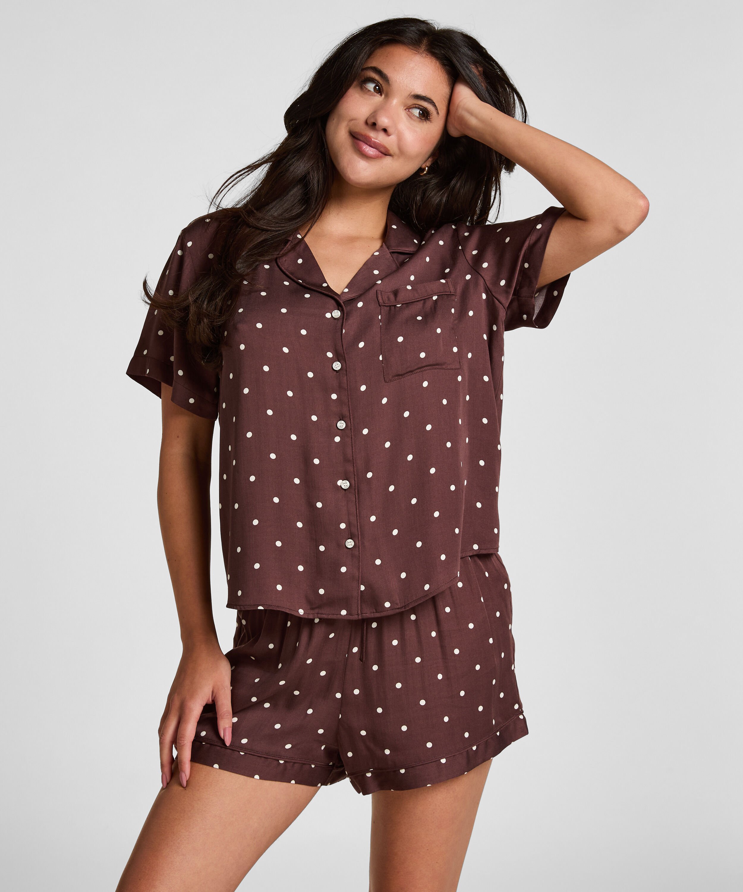 Pyjama Jacket Satin, Brown