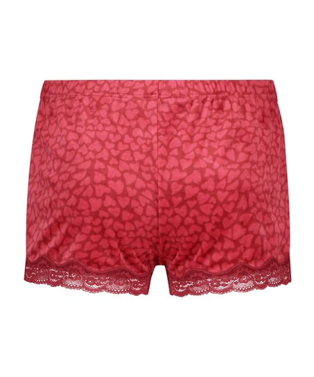Velvet lace shorts, Red