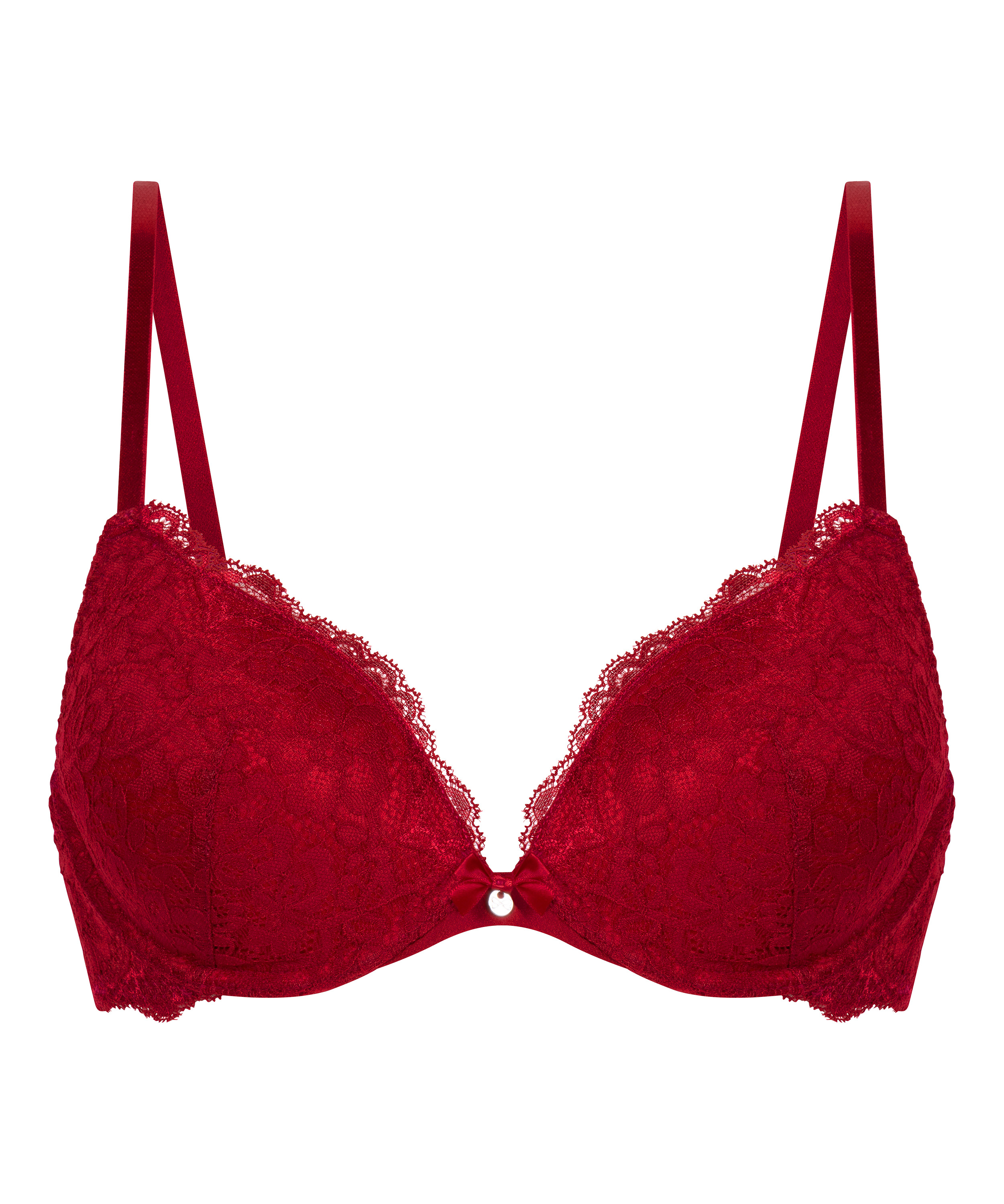 Marine Padded Push-Up Underwired Bra, Red, main