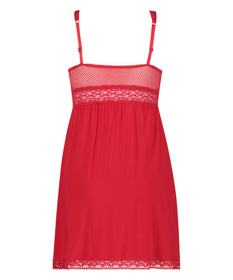 Grafic jersey lace slip dress, Red
