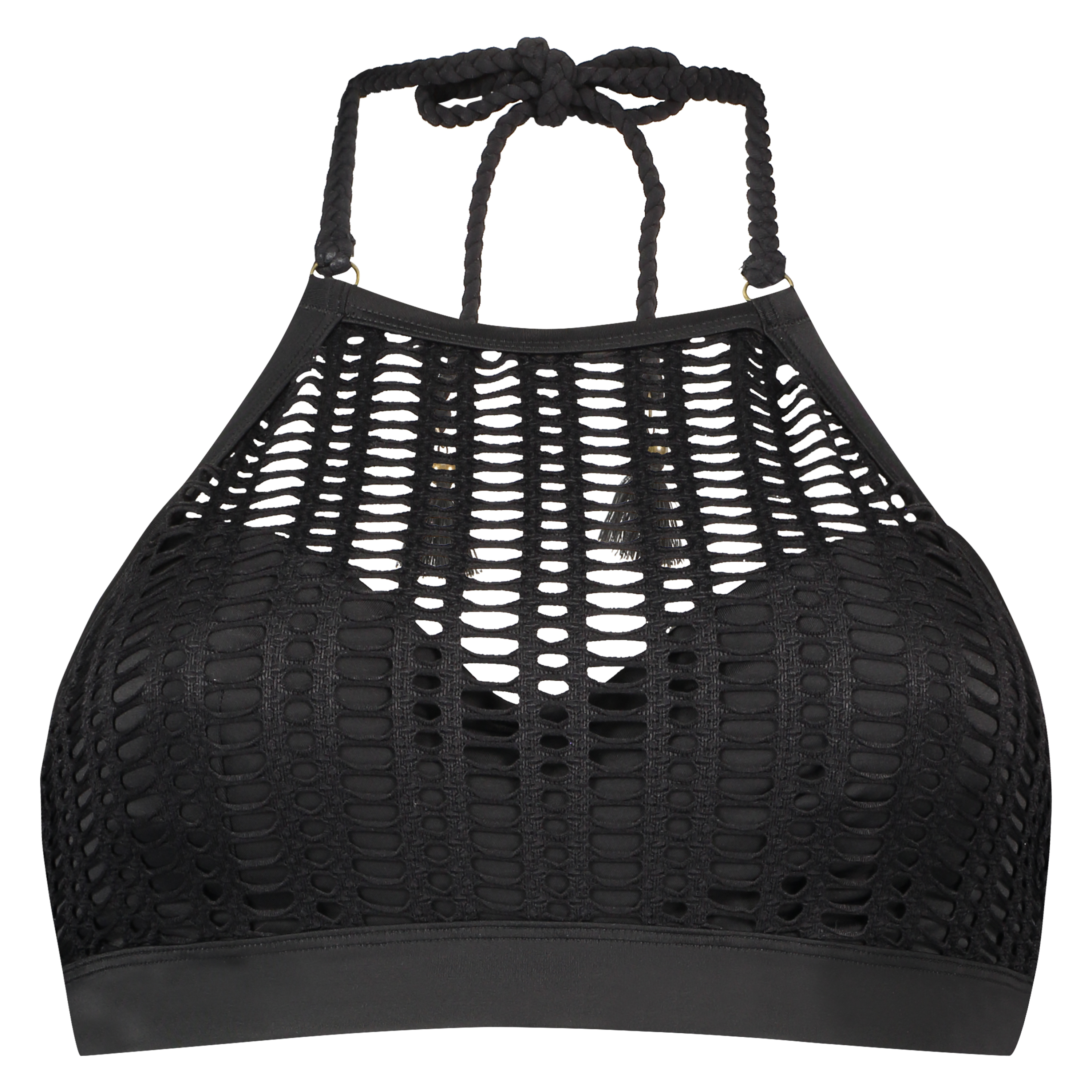 Borneo Mesh Underwired Bikini Crop Top, Black, main