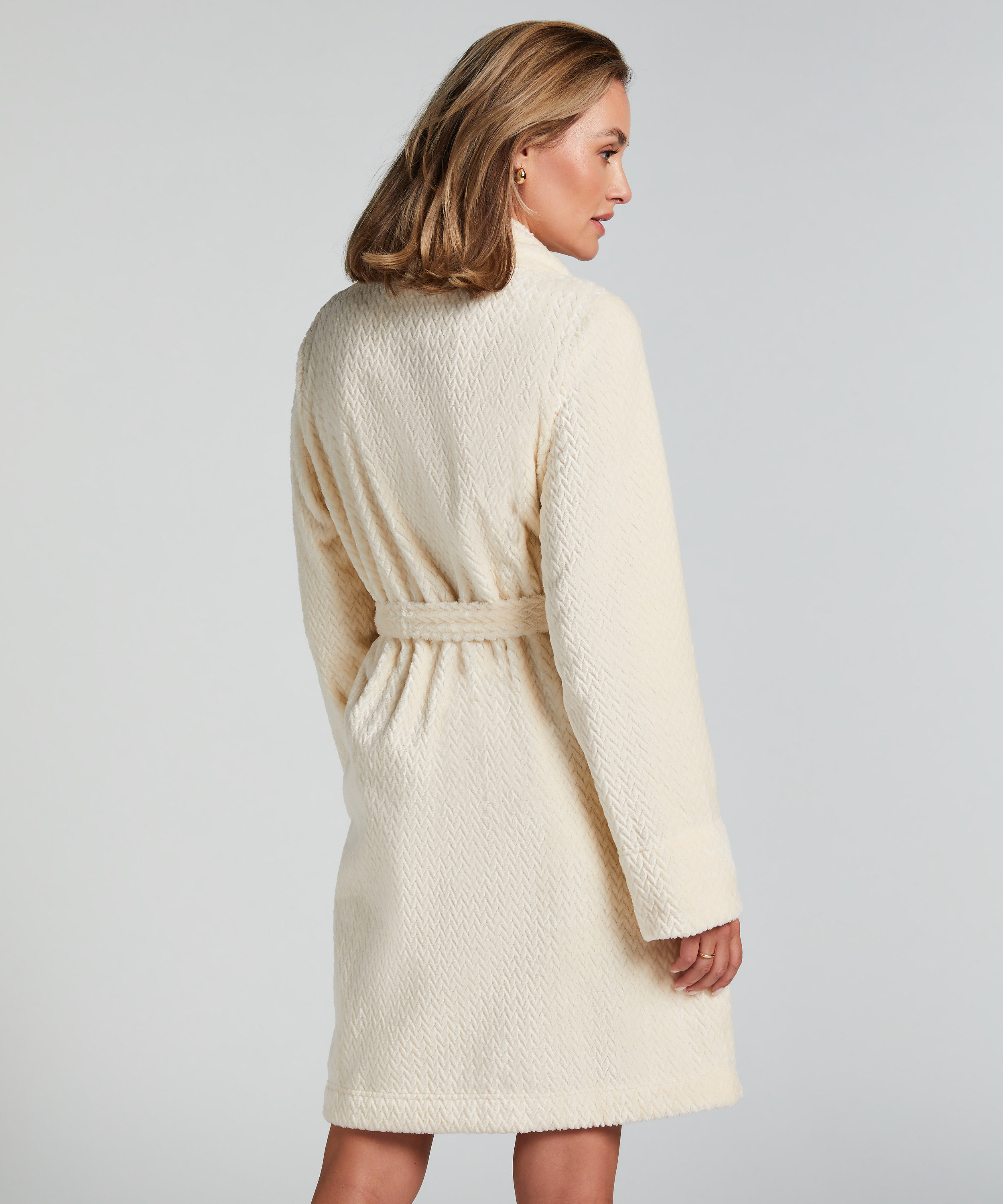 Fleece Bathrobe, White, main