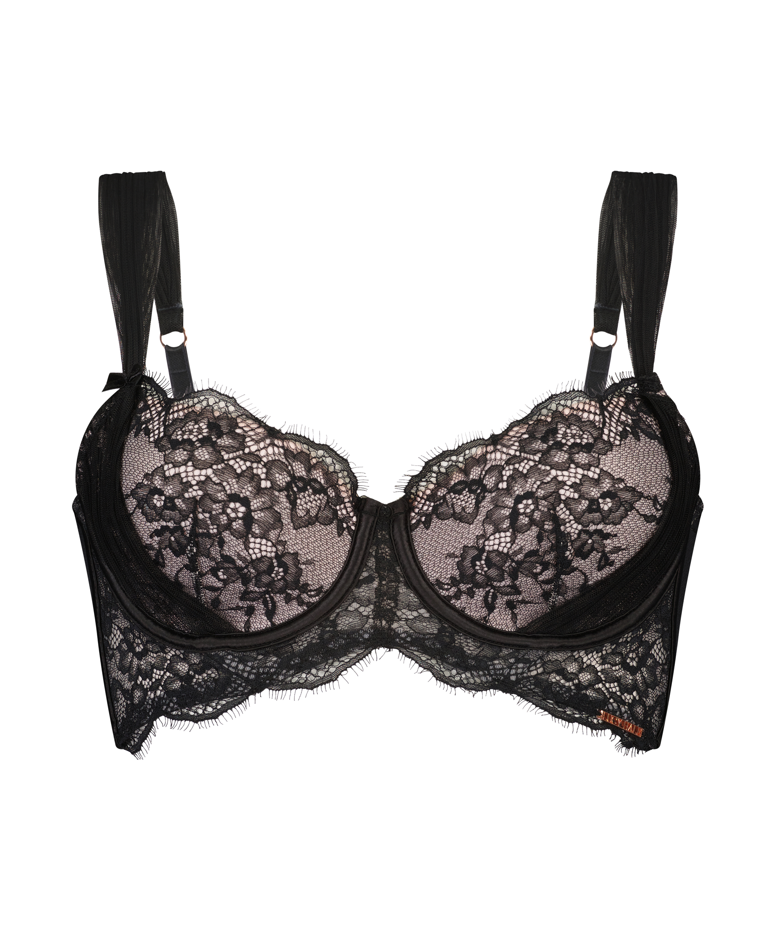 Elissa padded longline underwired bra Lucy Hale, Black, main