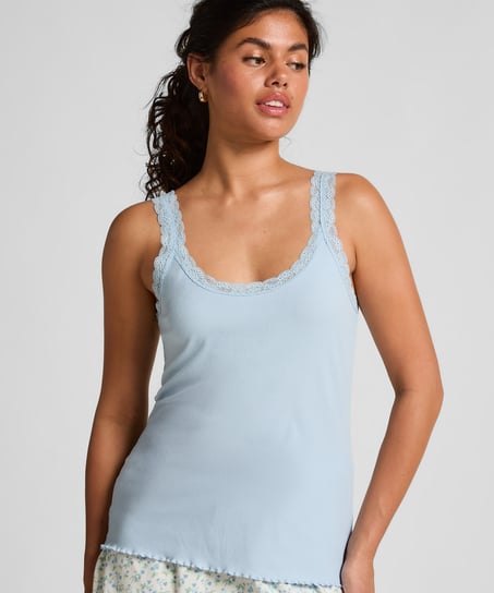 Singlet Rib Jersey Lace, Blue