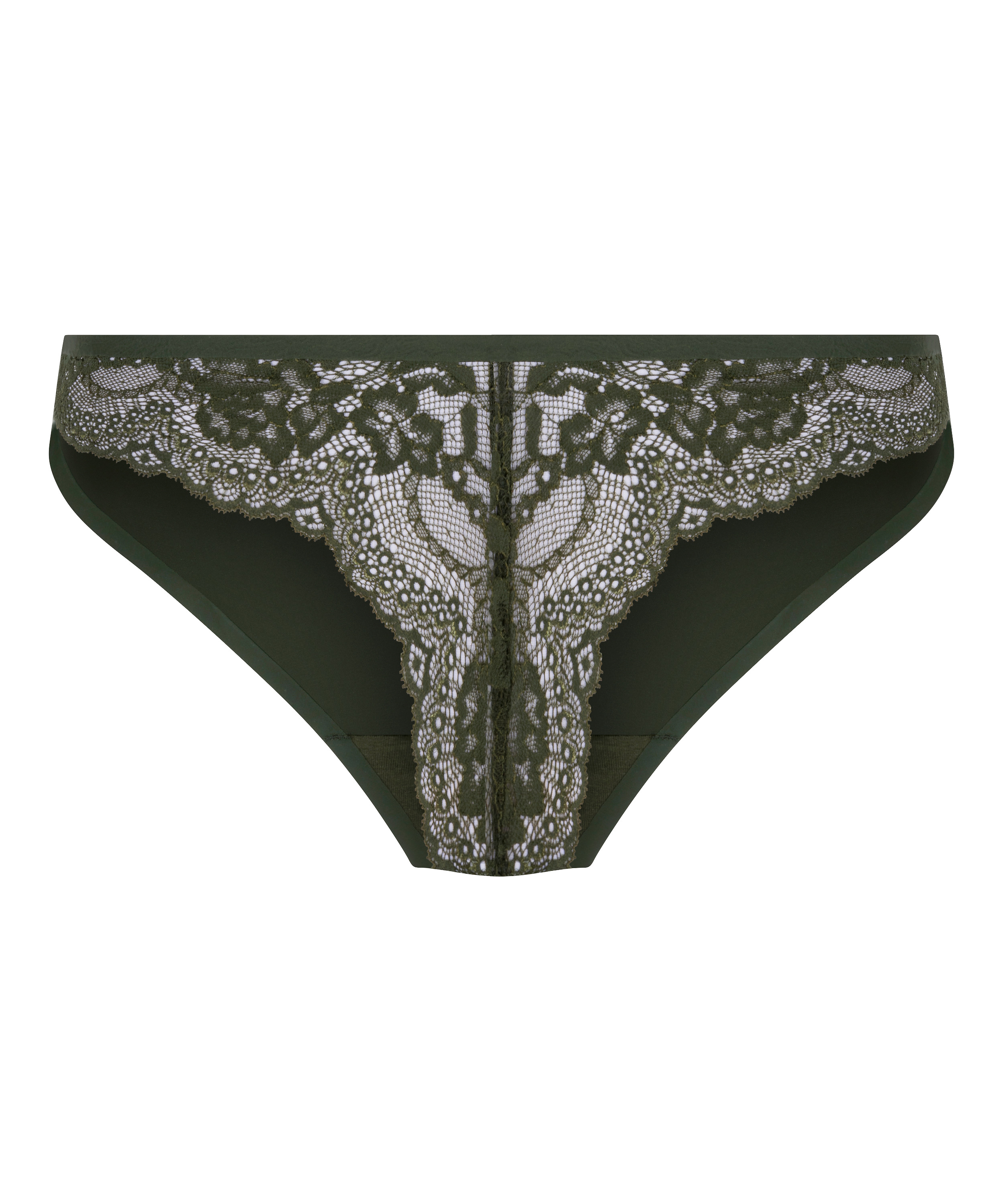 Lace Back Invisible Thong, Green, main
