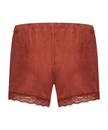 Velvet lace shorts, Red