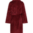 Short Fleece Ribbed Bathrobe, Brown
