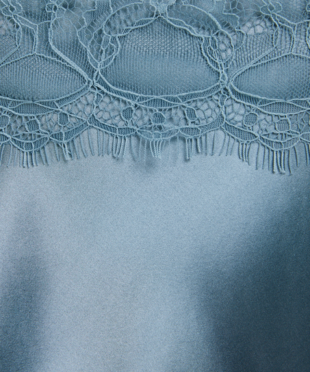 Silk Lace Slip Dress, Blue