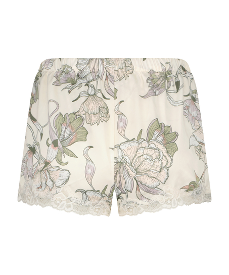 Satin pyjama shorts, White