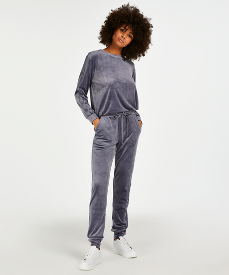 Velour Shimmer Tape Petite jogging bottoms, Gray