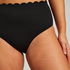 High-cut Scallop bikini bottoms, Black