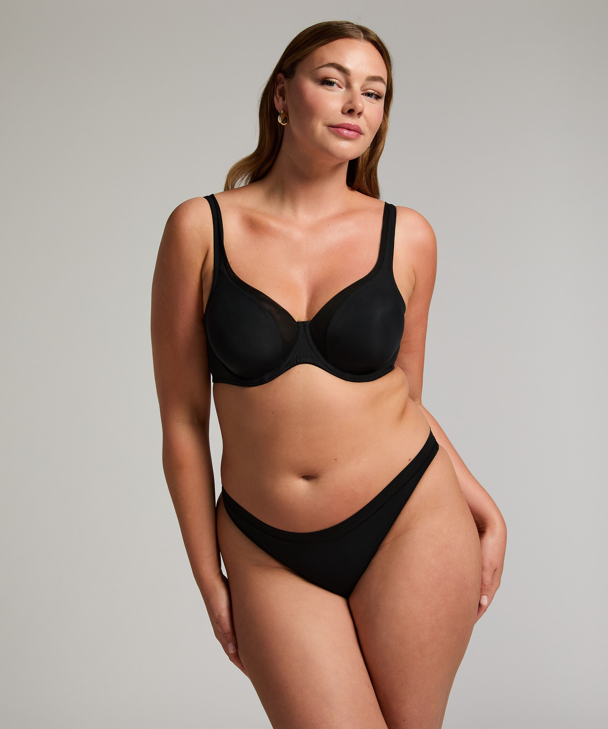 Mesh non-padded underwired bra, Black